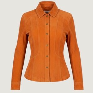 Coldwater Creek Burnt Orange Suede Leather Snap Front Jacket Womens Large L